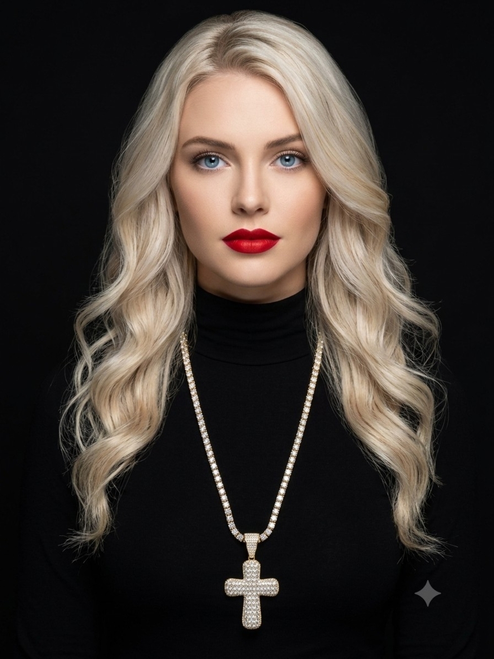 Gold Pavé Cross Pendant & Sparkling Tennis Necklace - Thick Gold Plated Cross